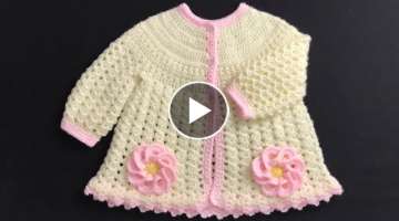 Crochet Baby Jacket, Crochet Cardigan, Crochet Coat for girls 0-12M, EASY CROCHET, Crochet for Ba...