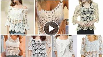 Latest designer Cute crochet lace flower pattern women fashion crop top blouse design/Vintage dr...