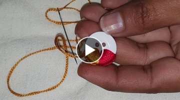 Hand Embroidery:Amazing Button Flower Trick,Make Beautiful Flower With Multi Hand Stitch,Sewing H...