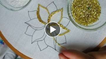 hand embroidery:beads work| beaded embroidery flower tutorial