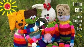 LOOM KNITTING Doll Bear Dog Bunny Cat Kitty Scrap Yarn Toys