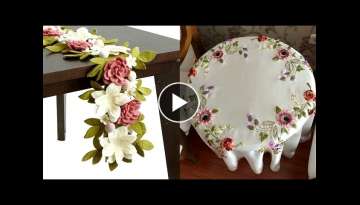 Elegant And Classy 3D Lace Embroidery Table Runners table Mats And Table Cover Design Pattern Id...