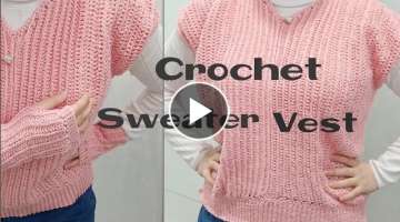 EASY Crochet V Neck Sweater Vest Tutorial | DIY
