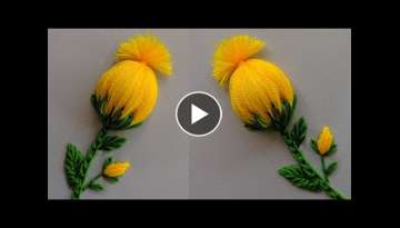 Amazing Hand Embroidery flower design trick | Very Easy 3d Hand Embroidery flower design idea 202...