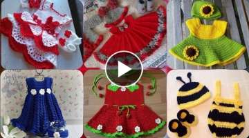 Crochet Baby girl dress set design ideas // Hand made baby girl frocks designs / Hand knitted fro...