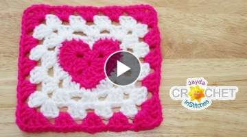 Heart at the Centre Granny Square Crochet Pattern & Tutorial