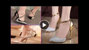 Women's Stilettos High Heels Gold Shoes Collection Designs Ideas