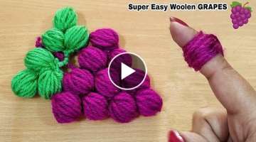 Super Easy Woolen Grapes???? with Finger | Wool craft | No Crochet Used