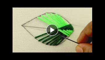 very easy hand embroidery leaf stitch design that every embroiderer must know #HandEmbroidery
