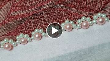 Pearl Lace Edge | Bead Border Design (Hand Embroidery Work)