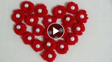 Hand Embroidery:Heart Embroidery with Loose Bullion