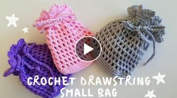How to crochet drawstring small BAG / EASY TUTORIAL