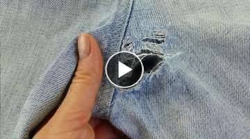 Amazing Repairing Jeans between the legs | Sewing tips How to fix a HOLE in jeans | Ways DIY & Cr...