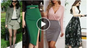 Top Long Short Skirts set( ) knee length Skirts outfit ideas( ) Short Skirts Dress