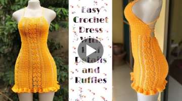 Simple Crochet Dress With Leaf Details and Ruffles ( Beginners & Intermediate)