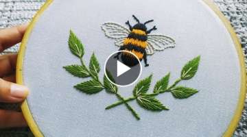Bee ???? embroidery pattern || Embroidery for beginners || Embroidery hoop art for beginners