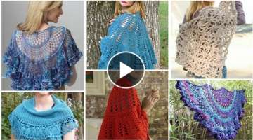 Trendy designer handmade crochet knitted cut work lace pattern bridal cape shawls/Boho crochet sc...