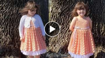 Easy Crochet Dress | Easy Crochet toddler dress with bolero cardigan | Bag O Day Crochet