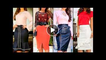 Beautiful Lace Patchwork Blouse Designs 2020-2021 with leather Pencil skirts for women