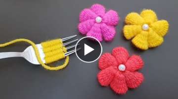 Hand Embroidery Amazing Trick, Easy Flower Embroidery Trick with Fork, Sewing Hack