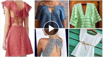 Collection of trendi fashion designer Crochet boho blouse, & frilly neck designes