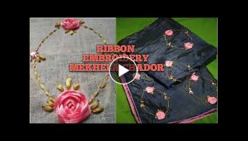 Hand Embroidery Chador Mekhela | Ribbon Embroidery | Tutorial video