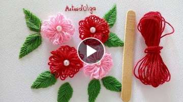 Hand Embroidery: Easy trick to make flowers with ice cream stick | Artesd'Olga