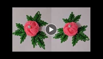 Amazing Hand Embroidery flower design trick | Very Easy 3d Hand Embroidery flower design idea