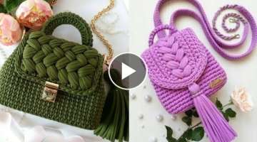 Latest unique and classic hand knitted crochet bags patterns ideas | crochet bags purse and handb...