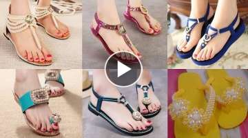 Ladies Flat Sandal Shoes Flat Sandal Wedding Shoes Bridal Sandal Flat Sandal Designs Fashion Tren...