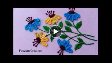 Brazilian Embroidery Flowers || Hand Embroidery Tutorial || Flower Design