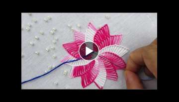 Decorative Colorful Flower Embroidery with Pearl Beads Hand Embroidery Latest Fancy Flower