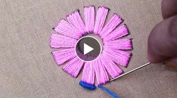 amazing circle embroidery flower stitches, hand embroidery lazy daisy stitch with bullion knots