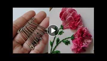Amazing & 3d Hand Embroidery flower design trick with sefaty pin.Hand Embroidery : Brazilian stit...