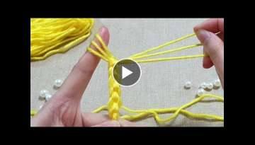 Super Easy Woolen Flower Making with Finger - Hand Embroidery Amazing Trick - DIY Wool Flower Des...