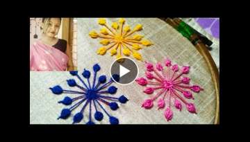 hand embroidery mekhela sador design//kashmiri ball stitch design//ধুনীয়া হাত �...