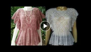 top50+ very easy crochet woolen blouse pattern and ideas/women crochet paplum blouse shirts desig...