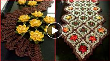 Very Stylish And Classy HandMade Crochet Table Mats And Table Runners Designs Patterns Ideas