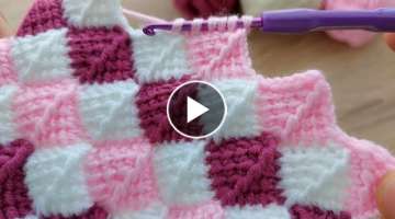 Super Easy Tunisian Knitting Crochet Model ???? Çok Kolay Çok Gösterişli Tunus İşi Örgü M...