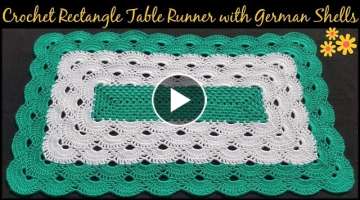 Crochet Rectangle Table Runner with German Shells