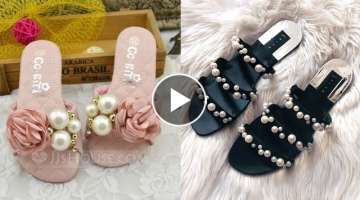 Georgeous most beautiful stylish fancy flat slippers shoes with sandals 2021