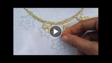 Hand Embroidery, Easy Neck Embroidery Design with Pearl Beads, Simple Neck Design