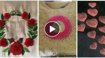 French Knots Embroidery Designs// Design Ideas for churidhar/ kurthi