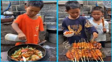 Awesome little boy Cooking Yummy Food Enjoy His Everyday Life