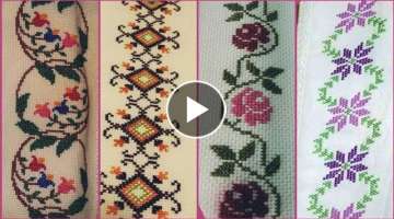 Very Atrectve Cross Stitches Hand Embroidery Border Line Design New Countable Ideas