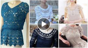 Trendi and classic Crochet knitted blouse and Dresses Designes ideas - Fashion ideas