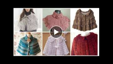 Latest stylish & Beautiful crochet knitted caplet round yoke shawl scarf design for high fashion