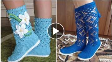 New design and ideas for women of crochet boots design #foot wear collection