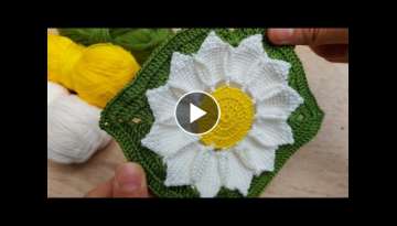 How to TUNİSİAN a daisy square knitting ???? Tunus işi muhteşem örgü modeli