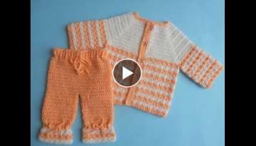 Baby Jacket# How to Crochet Baby Sweater Jacket with Pants (part 2)